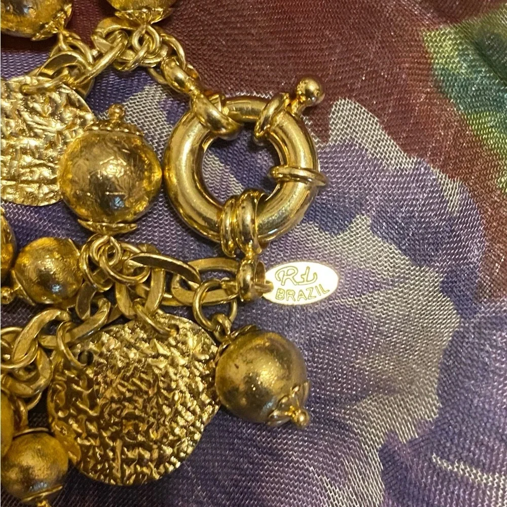 RIVKA FRIEDMAN - EUC - Oval Rolo Disc 18K Yellow Gold Plated Charm Bracelet.